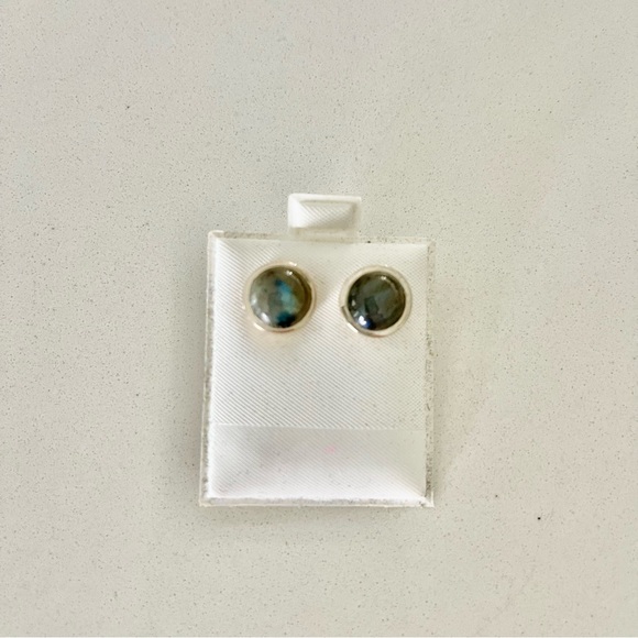 Sterling Silver 925 Labradorite Cabachon Earrings - Picture 3 of 7